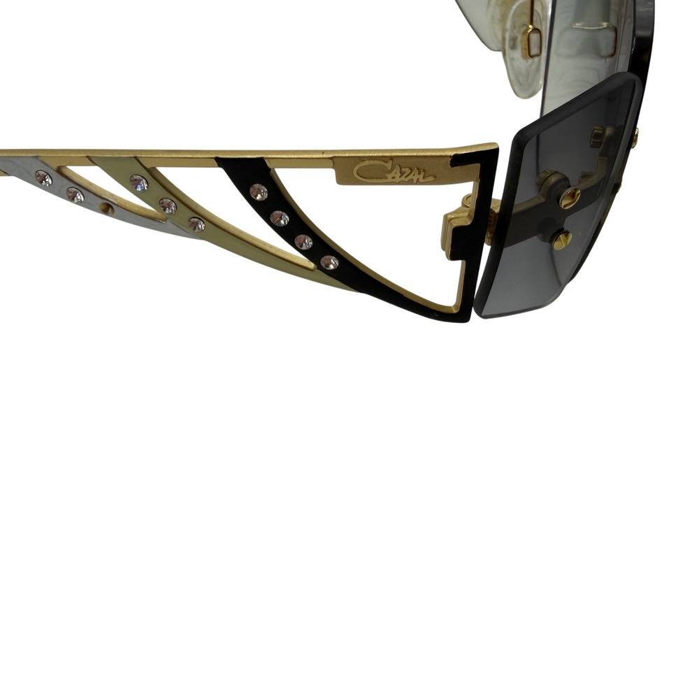 Cazal Mod 926 Rimless Sunglasses Gold Gray Lens Rhinestone Germany Designer - Picture 5 of 12